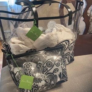 Vera Bradley large clear Tote bag and cosmetics bag